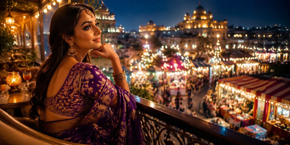 Night view of Indian casino app usage with vibrant market background